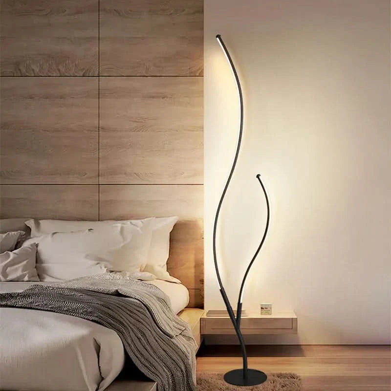 Lampadaire moderne design deux branches aluminium forme organique - vue 6