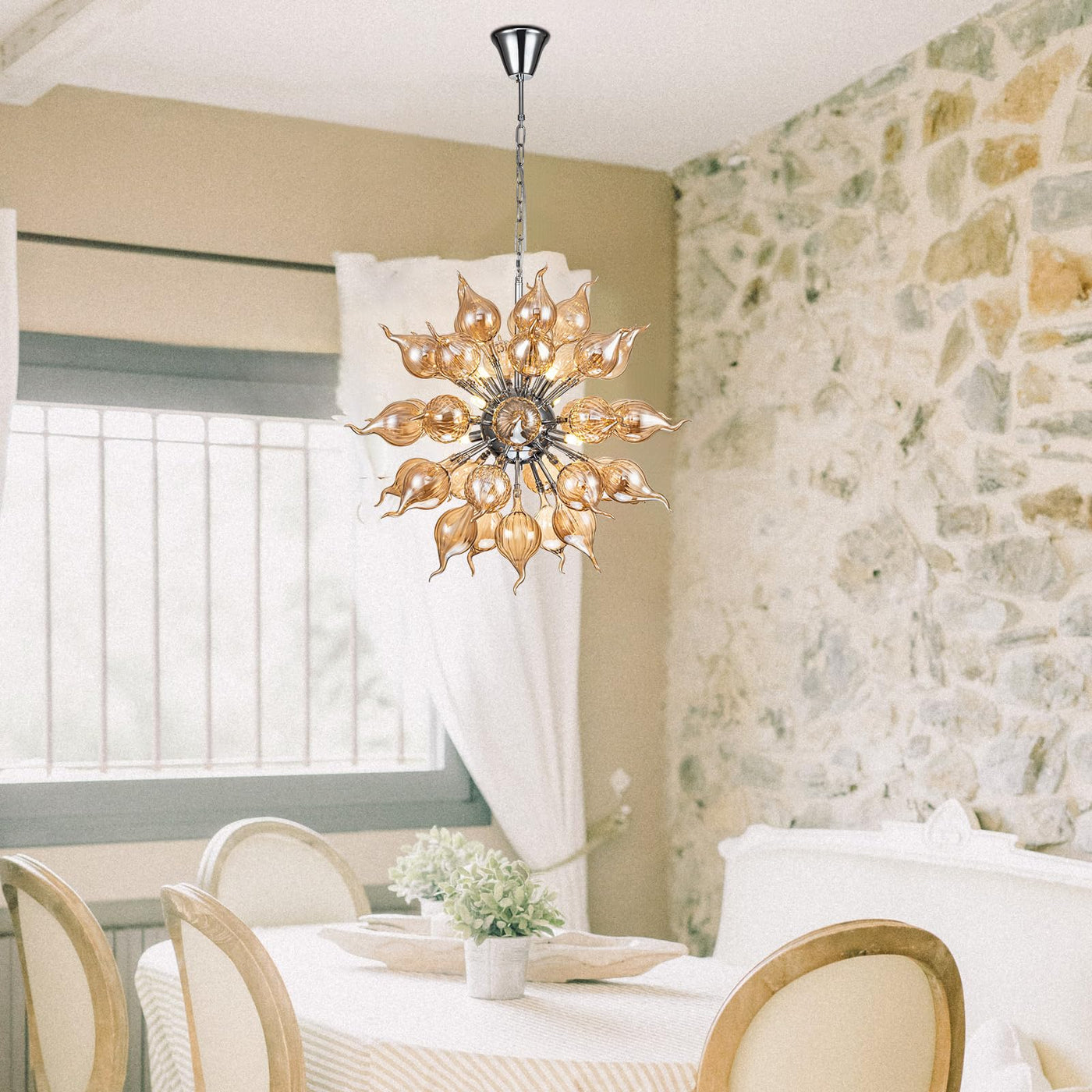 Lustre en verre soufflé marron style Sputnik – Orbistar