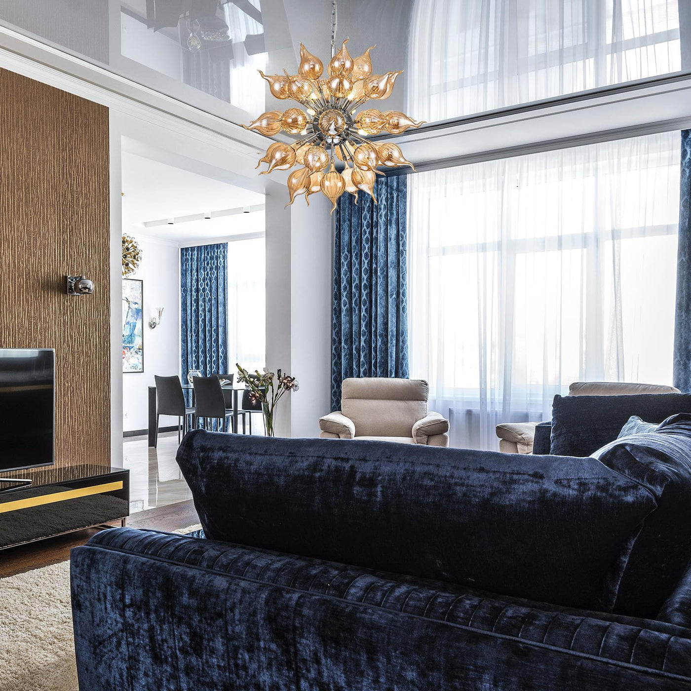 Lustre en verre soufflé marron style Sputnik – Orbistar