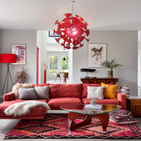 Lustre en Verre Soufflé Rouge pour Salon – Spherelumia