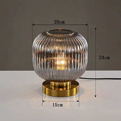 Nordic Design Vetro Table Lamp in Fluted Glass with Brushed Gilded Metal Base - View 7