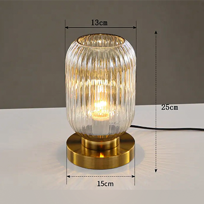 Nordic Design Vetro Table Lamp in Fluted Glass with Brushed Gilded Metal Base - View 12