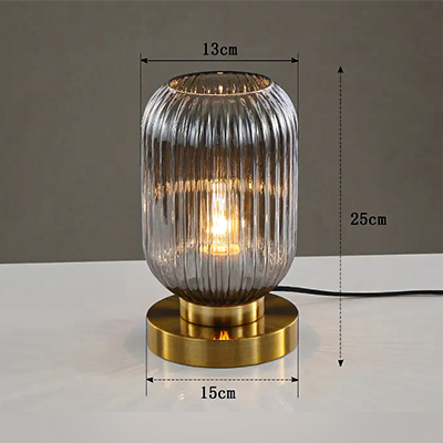 Nordic Design Vetro Table Lamp in Fluted Glass with Brushed Gilded Metal Base - View 6
