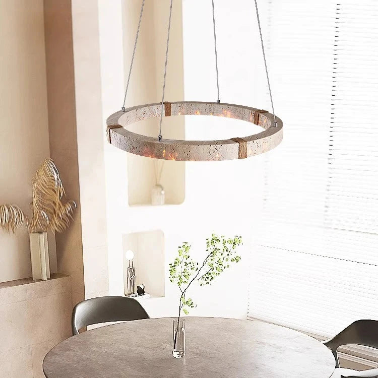 Lustre contemporain en pierre et acier pour salle à manger – Silexor