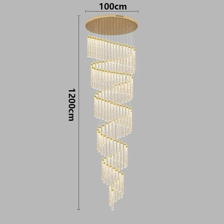 Lustre Rotatif en Cristal Doré pour Grand Espace – Célestarion