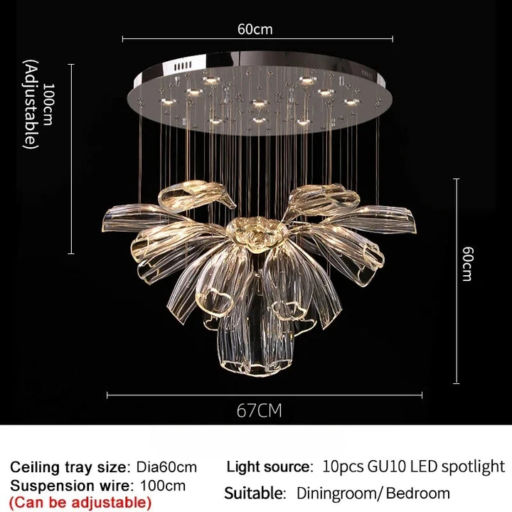 Lustre Cristal Moderne et Acier pour Salon – Mirellia