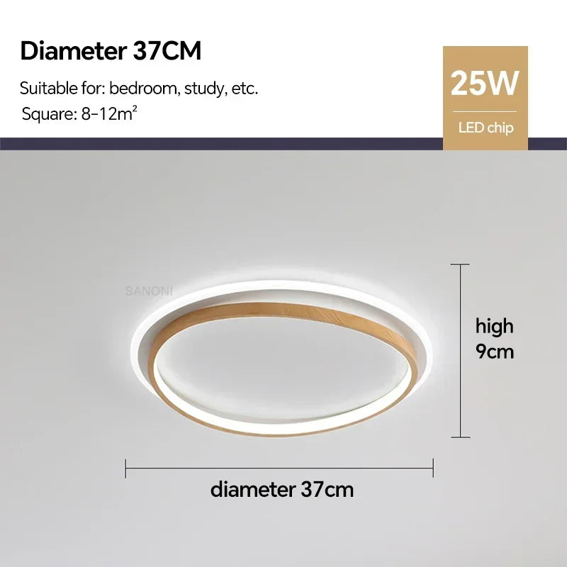 Plafonnier LED en bois de noyer pour chambre – Ciralux