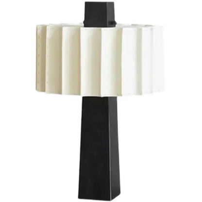 Scandinavian minimalist black table lamp Norélys with pleated white lampshade – view 8