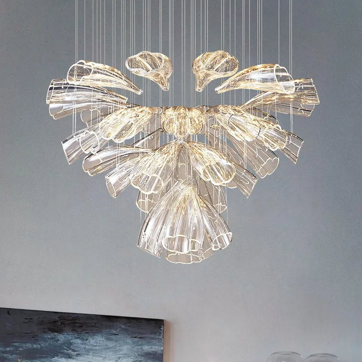 Lustre Cristal Moderne et Acier pour Salon – Mirellia