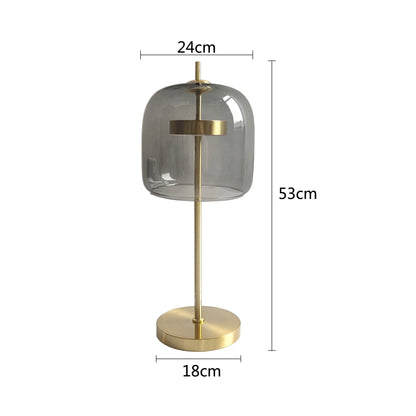 Modern Bedside Lamp Xiumis Globe in Glass with Brushed Gold Metal Base - View 15