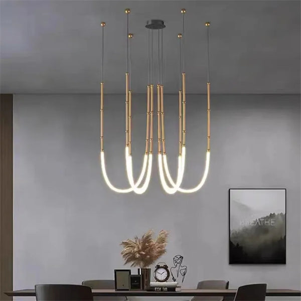 Lustre en métal noir pour salon – Curvella