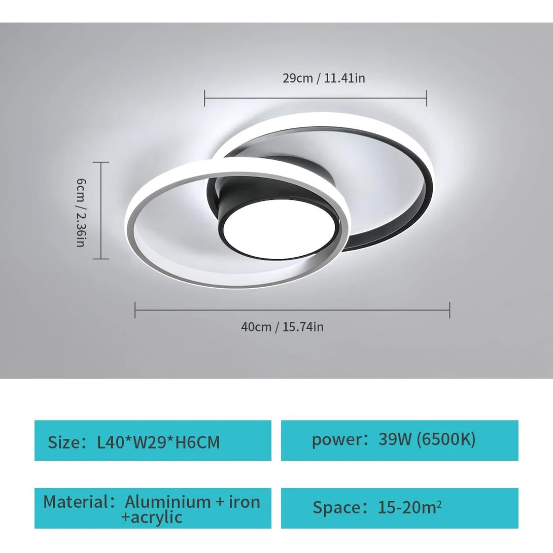 Plafonnier LED moderne en aluminium blanc 6500K pour chambre – Caelux