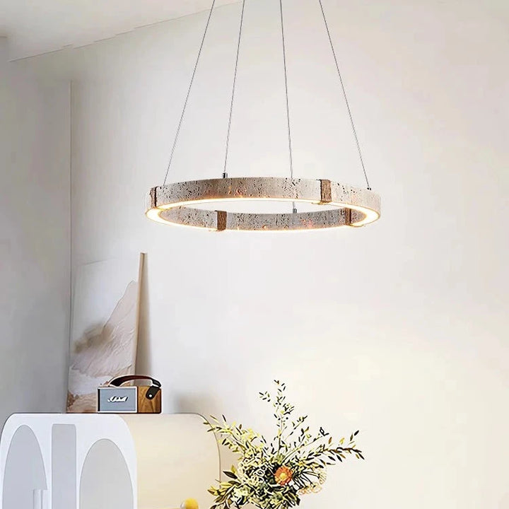 Lustre contemporain en pierre et acier pour salle à manger – Silexor