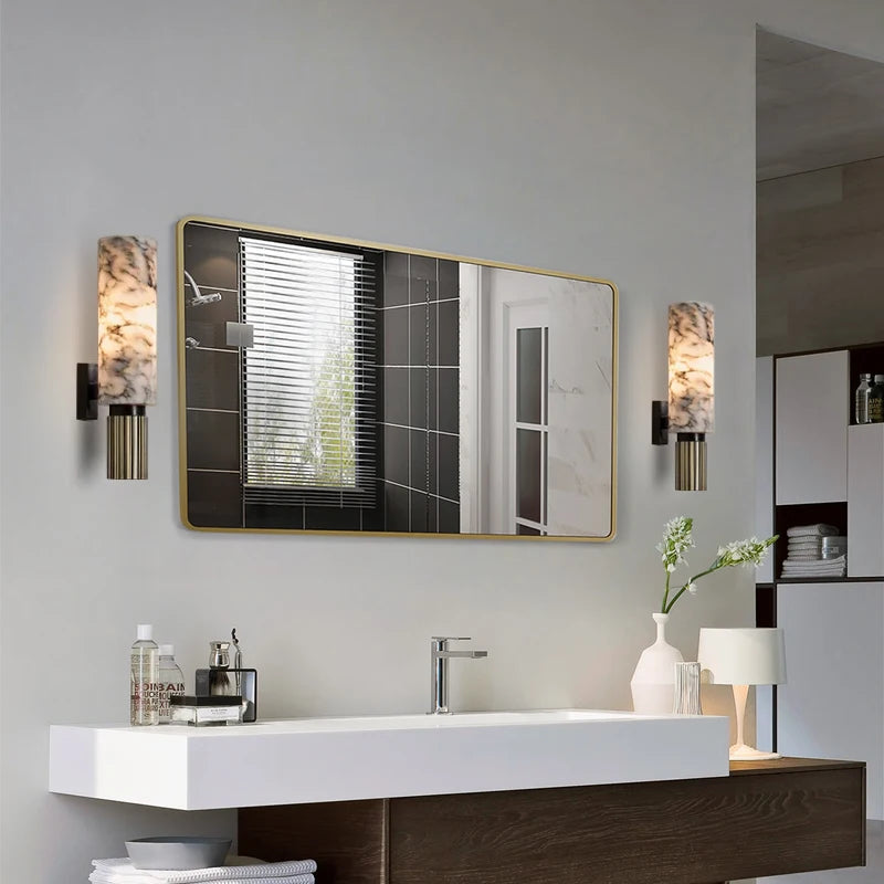 Applique Murale Marbre Albâtre Design Contemporain & Cuivre – Albâtre