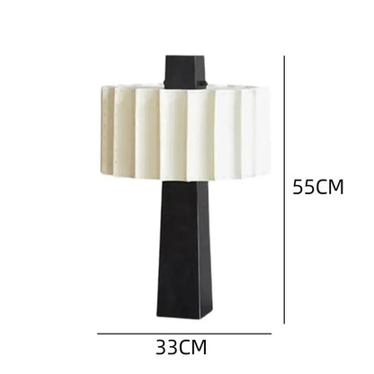 Scandinavian minimalist black table lamp Norélys with pleated white lampshade – view 9