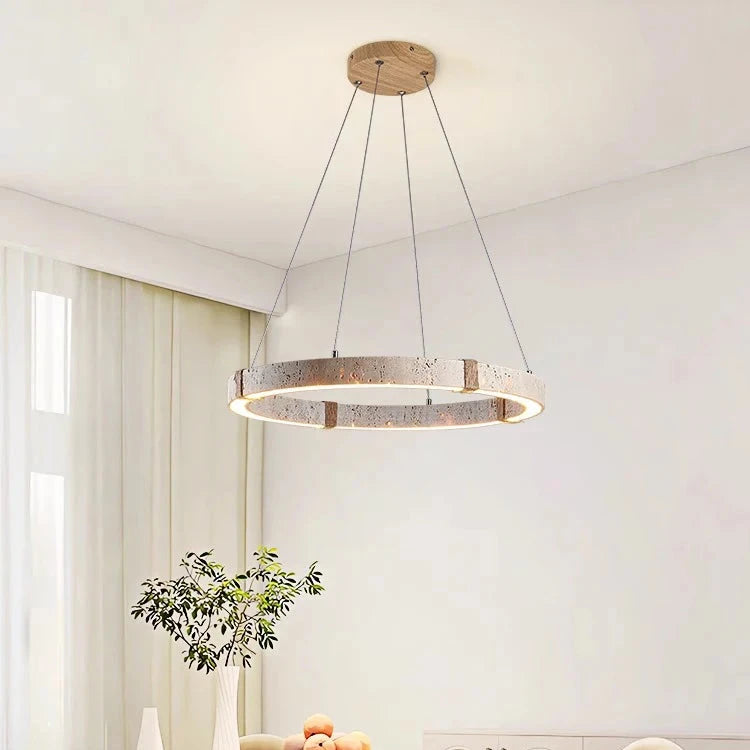 Lustre contemporain en pierre et acier pour salle à manger – Silexor