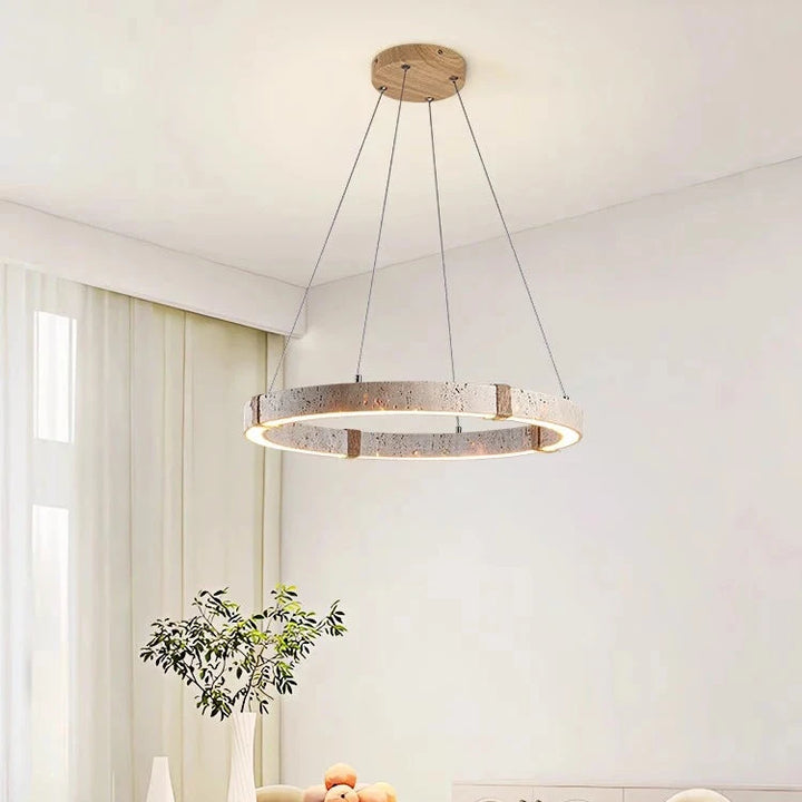 Lustre contemporain en pierre et acier pour salle à manger – Silexor