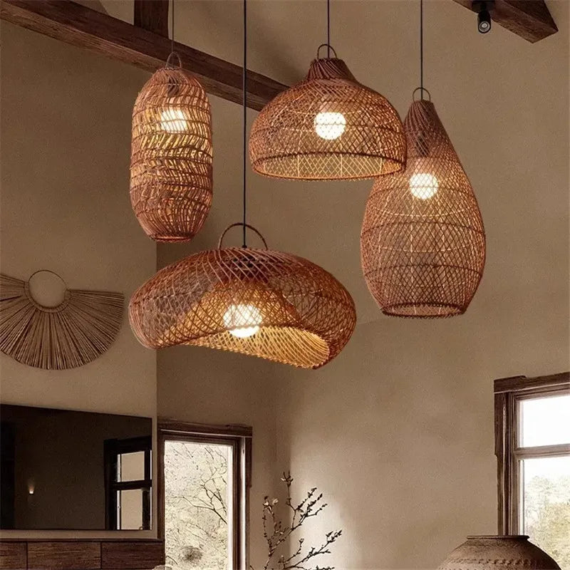 Japanese rattan pendant light for kitchen and bedroom – Zénithri