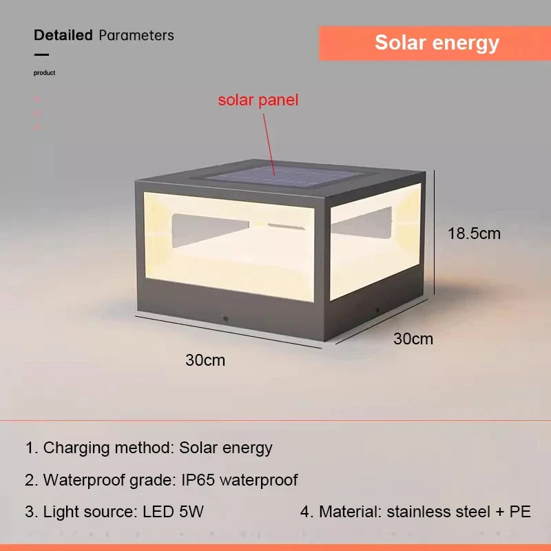 Lampe solaire extérieure en acier inoxydable – Solarique