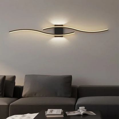 Wall sconce Wave undulating design with white acrylic diffuser and lacquered iron structure - view 4
