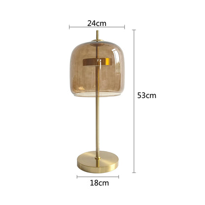 Modern Bedside Lamp Xiumis Globe in Glass with Brushed Gold Metal Base - View 13