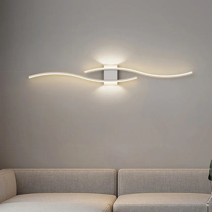 Wall sconce Wave undulating design with white acrylic diffuser and lacquered iron structure - view 20