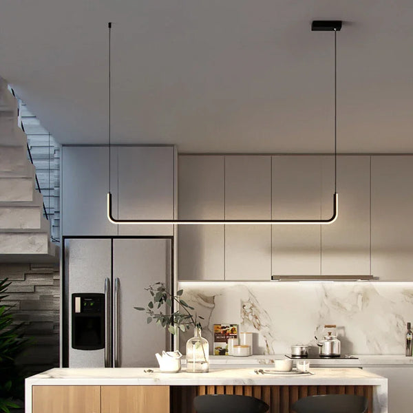 Suspension LED moderne noire et dorée pour salon – Thalion