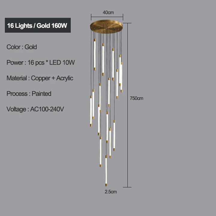 Lustre Escalier en Cuivre pour Villas et Hôtels – Célestine