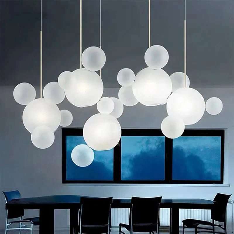 Suspension Boule Verre Blanc LED Intérieur Chic & Douceur – Cristallo