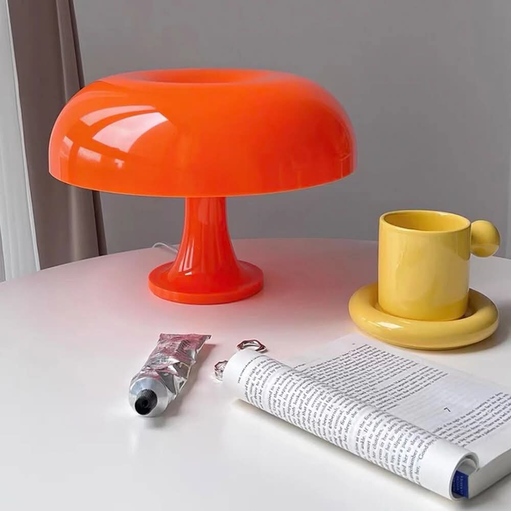 Lampe de table design forme champignon Fungo en ABS blanc ou orange - vue 6