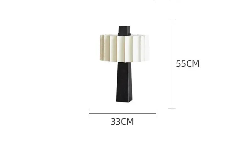 Lampe de table scandinave minimaliste noire Norélys avec abat-jour blanc plissé - vue 13