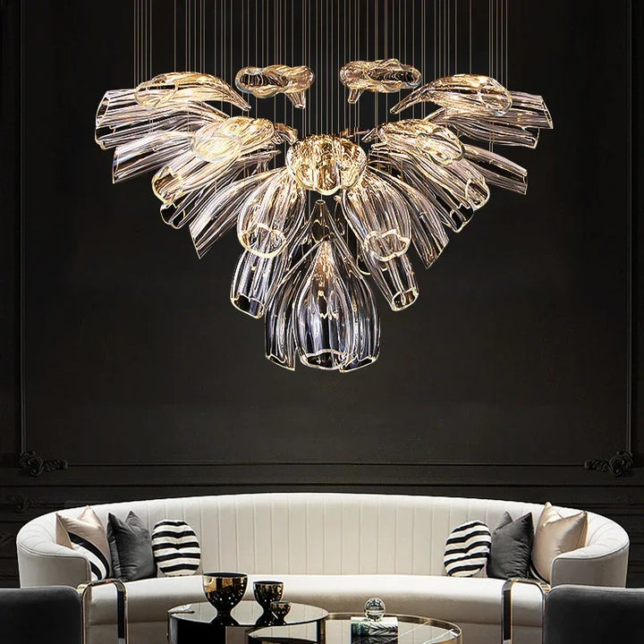 Lustre Cristal Moderne et Acier pour Salon – Mirellia