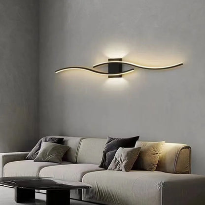 Wall sconce Wave undulating design with white acrylic diffuser and lacquered iron structure - view 5