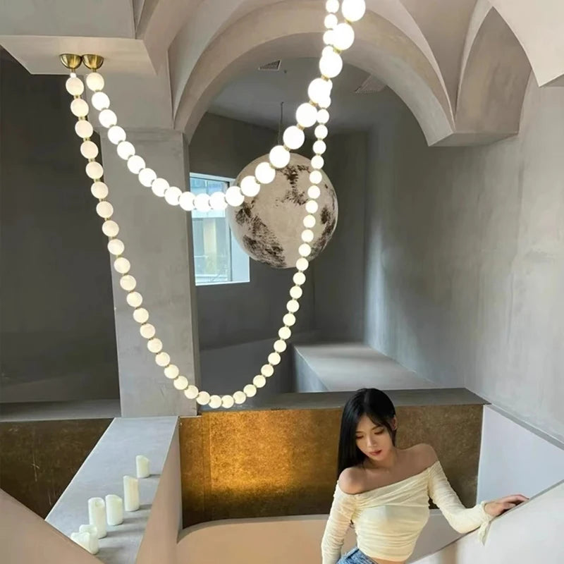 Modern alloy LED pendant light for living room – Argentique