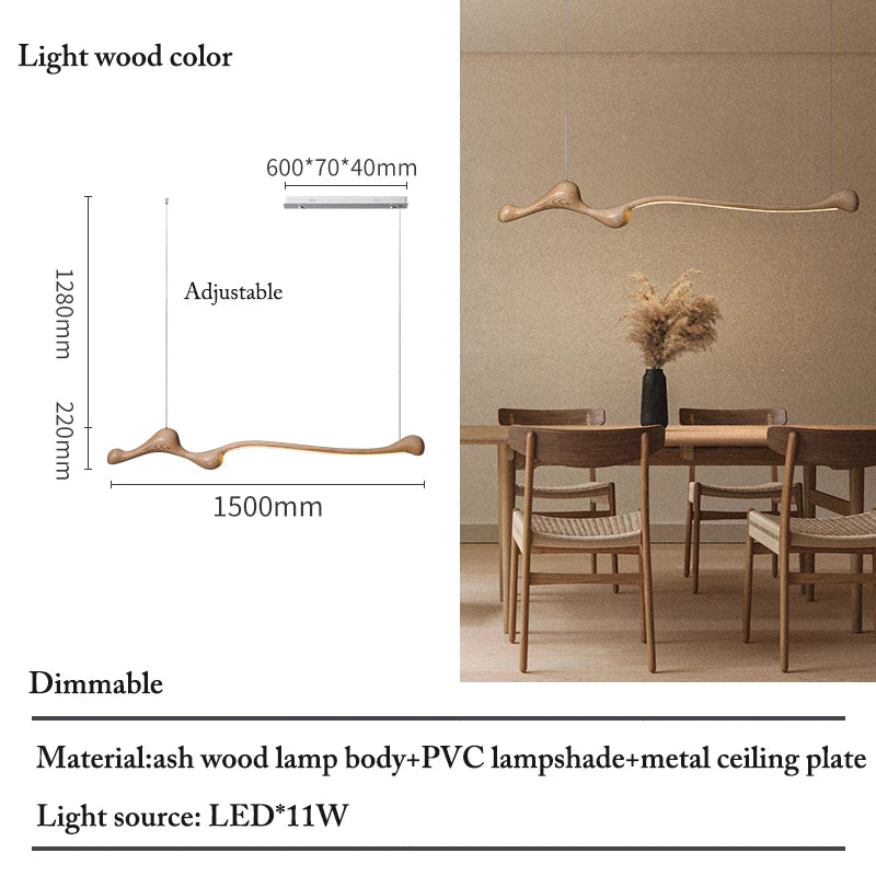 Suspension en frêne LED dimmable pour intérieurs – Armoniel