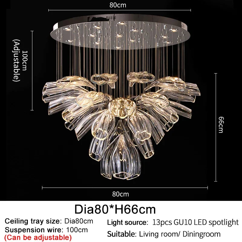 Lustre Cristal Moderne et Acier pour Salon – Mirellia