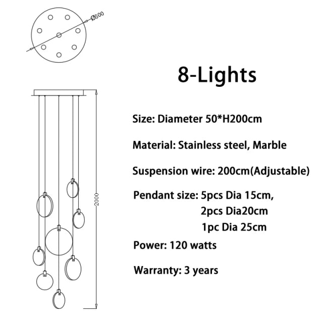 Lustre en cuivre et marbre pour salon – Marmoria