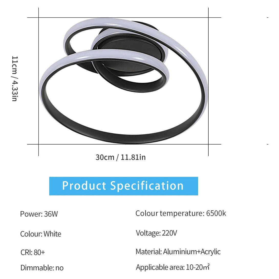 Plafonnier LED en Aluminium pour Chambre et Salon – Spiréclat