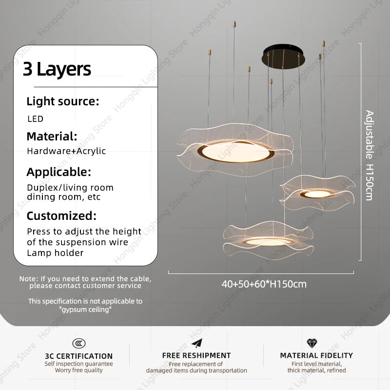 Suspension LED moderne en acrylique pour salon – Célinova
