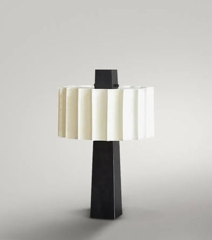 Scandinavian minimalist black table lamp Norélys with pleated white lampshade – view 14