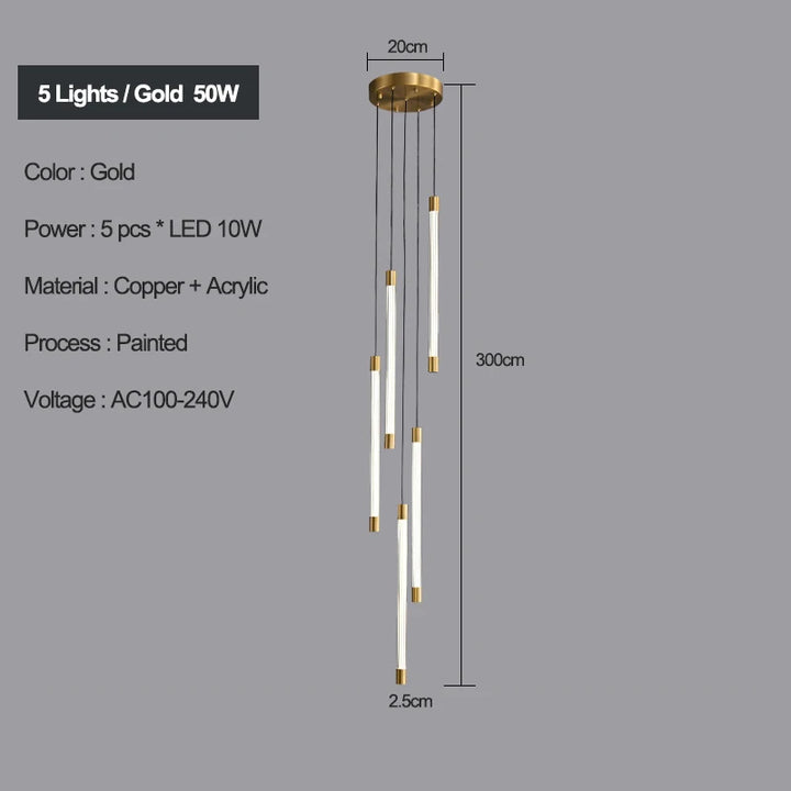 Lustre Escalier en Cuivre pour Villas et Hôtels – Célestine