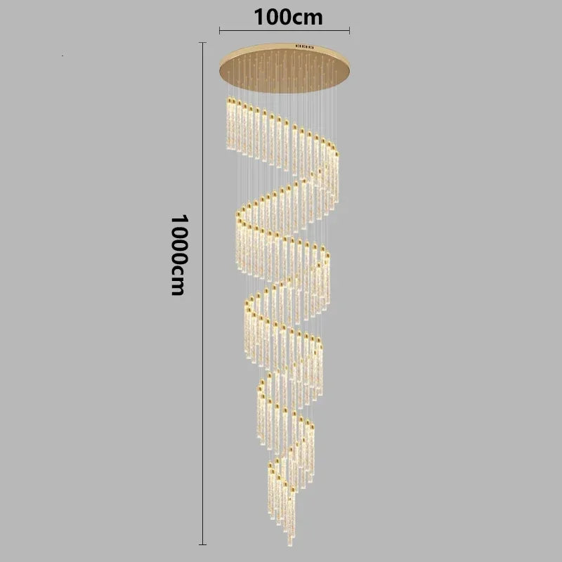 Lustre Rotatif en Cristal Doré pour Grand Espace – Célestarion