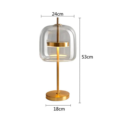 Modern Bedside Lamp Xiumis Globe in Glass with Brushed Gold Metal Base - View 11