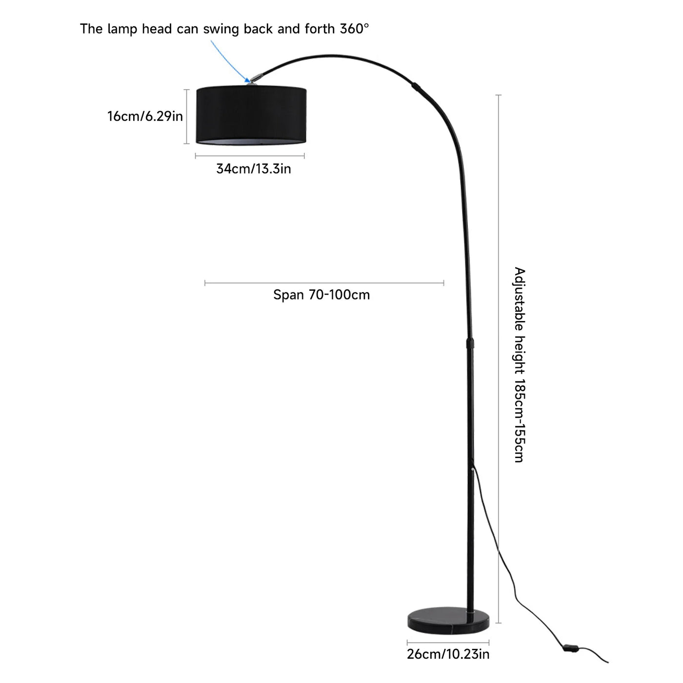 Lampe sur pied contemporaine réglable pour salon et chambre – Verilum