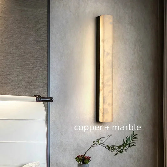 Copper and marble wall light for living room – Candelion