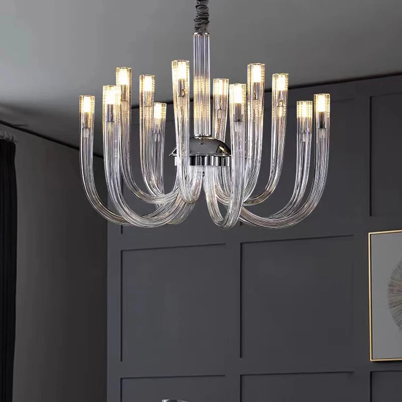 Lustre en Verre Transparent pour Salons et Chambres – Célestine