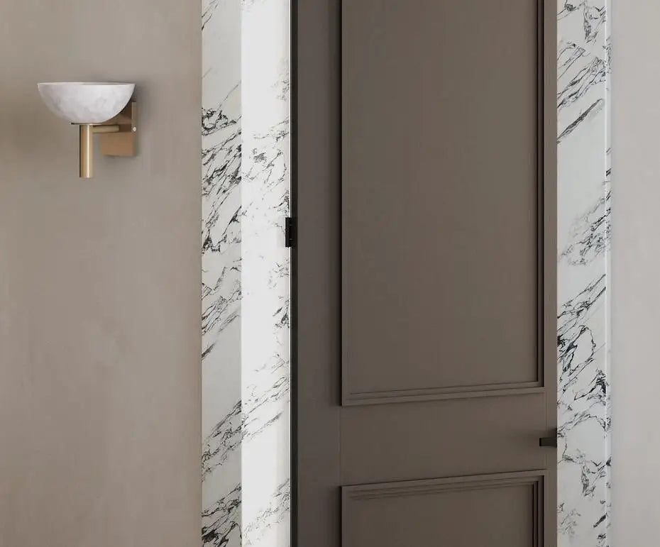 Marble and copper wall light for bedroom – Ciraluce