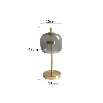 Modern Bedside Lamp Xiumis Globe in Glass with Brushed Gold Metal Base - View 10