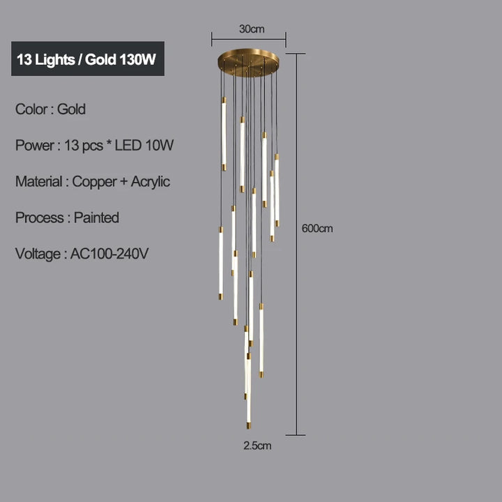 Lustre Escalier en Cuivre pour Villas et Hôtels – Célestine