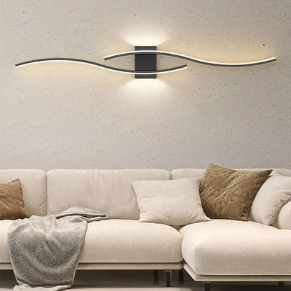 Wall sconce Wave undulating design with white acrylic diffuser and lacquered iron structure - view 19